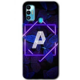 Tecno Spark 7T Dark Neon Yaprak A Harfi Baskılı Uyumlu Silikon Kılıf