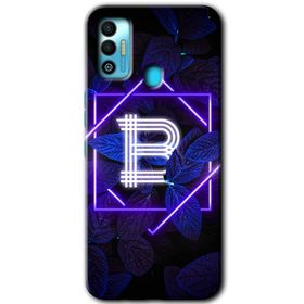 Tecno Spark 7T Dark Neon Yaprak B Harfi Baskılı Uyumlu Silikon Kılıf