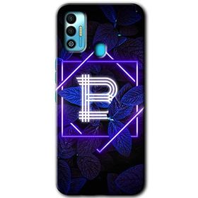 Tecno Spark 7T Dark Neon Yaprak B Harfi Baskılı Uyumlu Silikon Kılıf