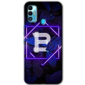 Tecno Spark 7T Dark Neon Yaprak B Harfi Baskılı Uyumlu Silikon Kılıf