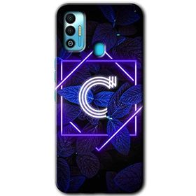 Tecno Spark 7T Dark Neon Yaprak C Harfi Baskılı Uyumlu Silikon Kılıf