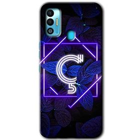 Tecno Spark 7T Dark Neon Yaprak C Harfi Baskılı Uyumlu Silikon Kılıf