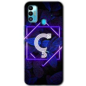 Tecno Spark 7T Dark Neon Yaprak C Harfi Baskılı Uyumlu Silikon Kılıf