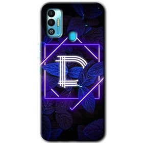 Tecno Spark 7T Dark Neon Yaprak D Harfi Baskılı Uyumlu Silikon Kılıf