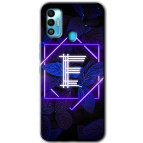 Tecno Spark 7T Dark Neon Yaprak E Harfi Baskılı Uyumlu Silikon Kılıf