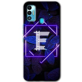 Tecno Spark 7T Dark Neon Yaprak E Harfi Baskılı Uyumlu Silikon Kılıf