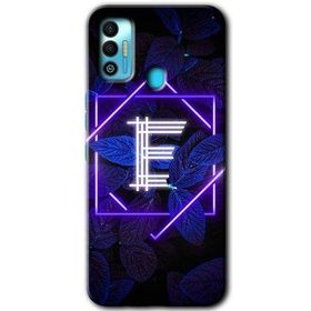 Tecno Spark 7T Dark Neon Yaprak E Harfi Baskılı Uyumlu Silikon Kılıf