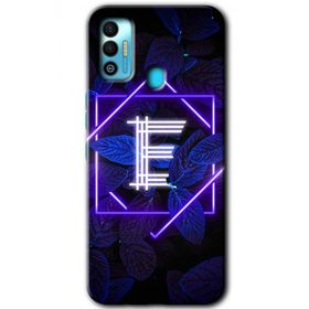 Tecno Spark 7T Dark Neon Yaprak E Harfi Baskılı Uyumlu Silikon Kılıf