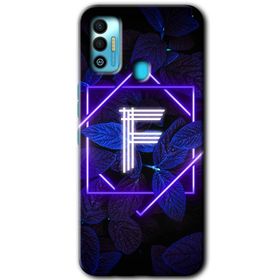 Tecno Spark 7T Dark Neon Yaprak F Harfi Baskılı Uyumlu Silikon Kılıf