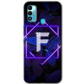 Tecno Spark 7T Dark Neon Yaprak F Harfi Baskılı Uyumlu Silikon Kılıf