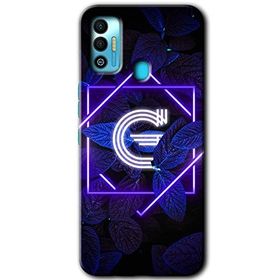 Tecno Spark 7T Dark Neon Yaprak G Harfi Baskılı Uyumlu Silikon Kılıf