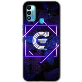 Tecno Spark 7T Dark Neon Yaprak G Harfi Baskılı Uyumlu Silikon Kılıf