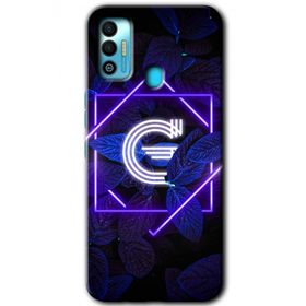 Tecno Spark 7T Dark Neon Yaprak G Harfi Baskılı Uyumlu Silikon Kılıf