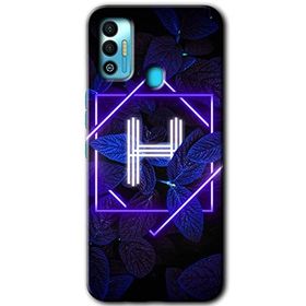 Tecno Spark 7T Dark Neon Yaprak H Harfi Baskılı Uyumlu Silikon Kılıf