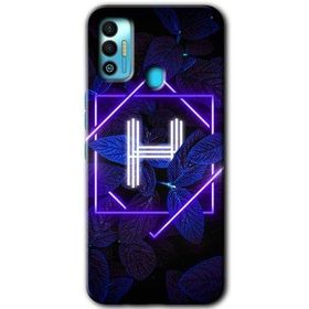 Tecno Spark 7T Dark Neon Yaprak H Harfi Baskılı Uyumlu Silikon Kılıf