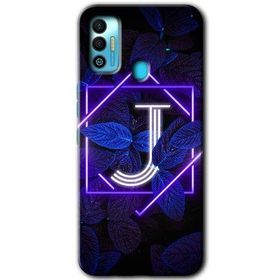 Tecno Spark 7T Dark Neon Yaprak J Harfi Baskılı Uyumlu Silikon Kılıf