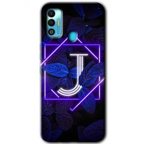 Tecno Spark 7T Dark Neon Yaprak J Harfi Baskılı Uyumlu Silikon Kılıf