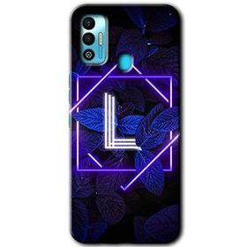 Tecno Spark 7T Dark Neon Yaprak L Harfi Baskılı Uyumlu Silikon Kılıf