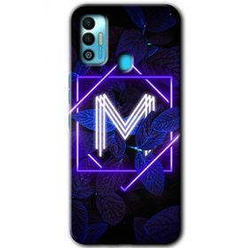 Tecno Spark 7T Dark Neon Yaprak M Harfi Baskılı Uyumlu Silikon Kılıf