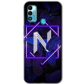 Tecno Spark 7T Dark Neon Yaprak N Harfi Baskılı Uyumlu Silikon Kılıf