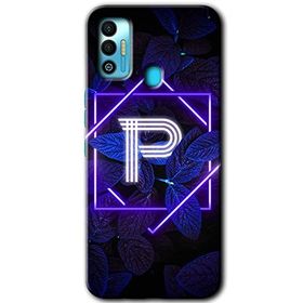 Tecno Spark 7T Dark Neon Yaprak P Harfi Baskılı Uyumlu Silikon Kılıf