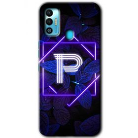 Tecno Spark 7T Dark Neon Yaprak P Harfi Baskılı Uyumlu Silikon Kılıf