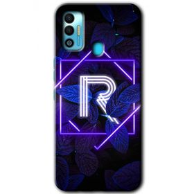 Tecno Spark 7T Dark Neon Yaprak R Harfi Baskılı Uyumlu Silikon Kılıf
