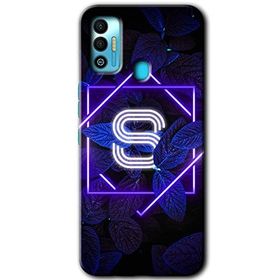 Tecno Spark 7T Dark Neon Yaprak S Harfi Baskılı Uyumlu Silikon Kılıf