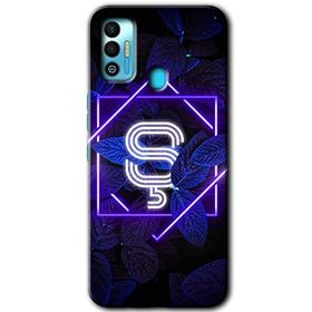 Tecno Spark 7T Dark Neon Yaprak S Harfi Baskılı Uyumlu Silikon Kılıf