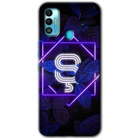 Tecno Spark 7T Dark Neon Yaprak S Harfi Baskılı Uyumlu Silikon Kılıf