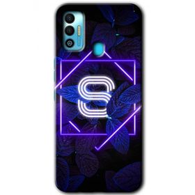 Tecno Spark 7T Dark Neon Yaprak S Harfi Baskılı Uyumlu Silikon Kılıf