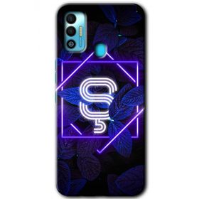 Tecno Spark 7T Dark Neon Yaprak S Harfi Baskılı Uyumlu Silikon Kılıf