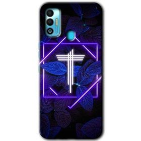 Tecno Spark 7T Dark Neon Yaprak T Harfi Baskılı Uyumlu Silikon Kılıf