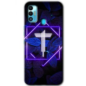 Tecno Spark 7T Dark Neon Yaprak T Harfi Baskılı Uyumlu Silikon Kılıf
