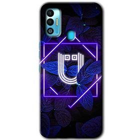 Tecno Spark 7T Dark Neon Yaprak U Harfi Baskılı Uyumlu Silikon Kılıf