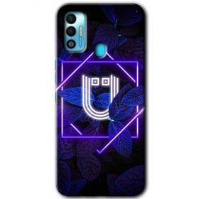 Tecno Spark 7T Dark Neon Yaprak U Harfi Baskılı Uyumlu Silikon Kılıf