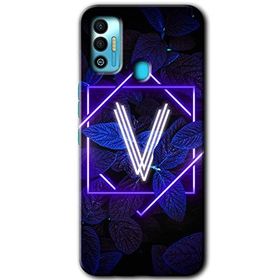 Tecno Spark 7T Dark Neon Yaprak V Harfi Baskılı Uyumlu Silikon Kılıf