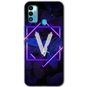 Tecno Spark 7T Dark Neon Yaprak V Harfi Baskılı Uyumlu Silikon Kılıf