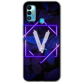 Tecno Spark 7T Dark Neon Yaprak V Harfi Baskılı Uyumlu Silikon Kılıf