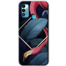 Tecno Spark 7T Flamingo Yaprak Baskılı Uyumlu Silikon Kılıf