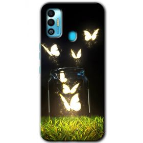 Tecno Spark 7T Işıklı Kelebekler Baskılı Uyumlu Silikon Kılıf
