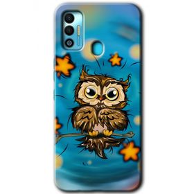 Tecno Spark 7T Owl Bird Stars Baskılı Uyumlu Silikon Kılıf