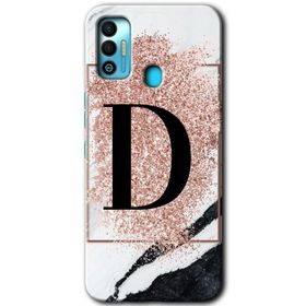 Tecno Spark 7T Pembe Mermer Desenli C Harfi Baskılı Uyumlu Silikon Kılıf