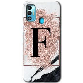 Tecno Spark 7T Pembe Mermer Desenli C Harfi Baskılı Uyumlu Silikon Kılıf