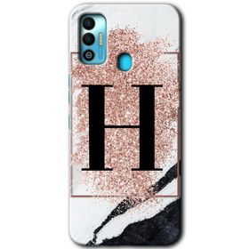 Tecno Spark 7T Pembe Mermer Desenli C Harfi Baskılı Uyumlu Silikon Kılıf