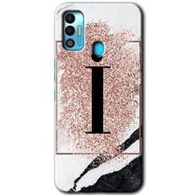 Tecno Spark 7T Pembe Mermer Desenli İ Harfi Baskılı Uyumlu Silikon Kılıf