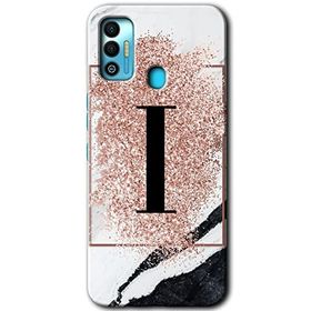 Tecno Spark 7T Pembe Mermer Desenli İ Harfi Baskılı Uyumlu Silikon Kılıf