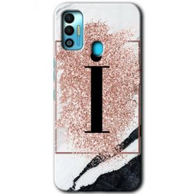 Tecno Spark 7T Pembe Mermer Desenli İ Harfi Baskılı Uyumlu Silikon Kılıf