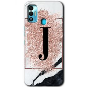 Tecno Spark 7T Pembe Mermer Desenli J Harfi Baskılı Uyumlu Silikon Kılıf