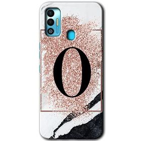 Tecno Spark 7T Pembe Mermer Desenli Ö Harfi Baskılı Uyumlu Silikon Kılıf